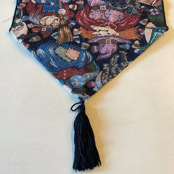 Halloween Tapestry Table Runner with Black Tassels. Like New. 72” x 12” - Picture 3 of 6